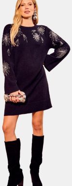 love & roses Pletené šaty  námornícka modrá / strieborná