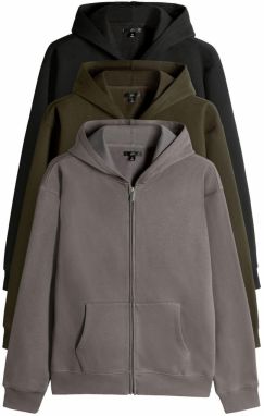 The Set Tepláková bunda  tmavošedá / olivová / čierna