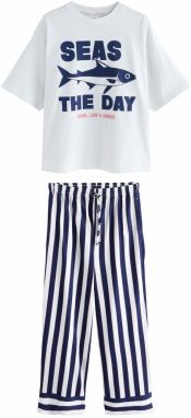Next Pyžamo  námornícka modrá / koralová / biela