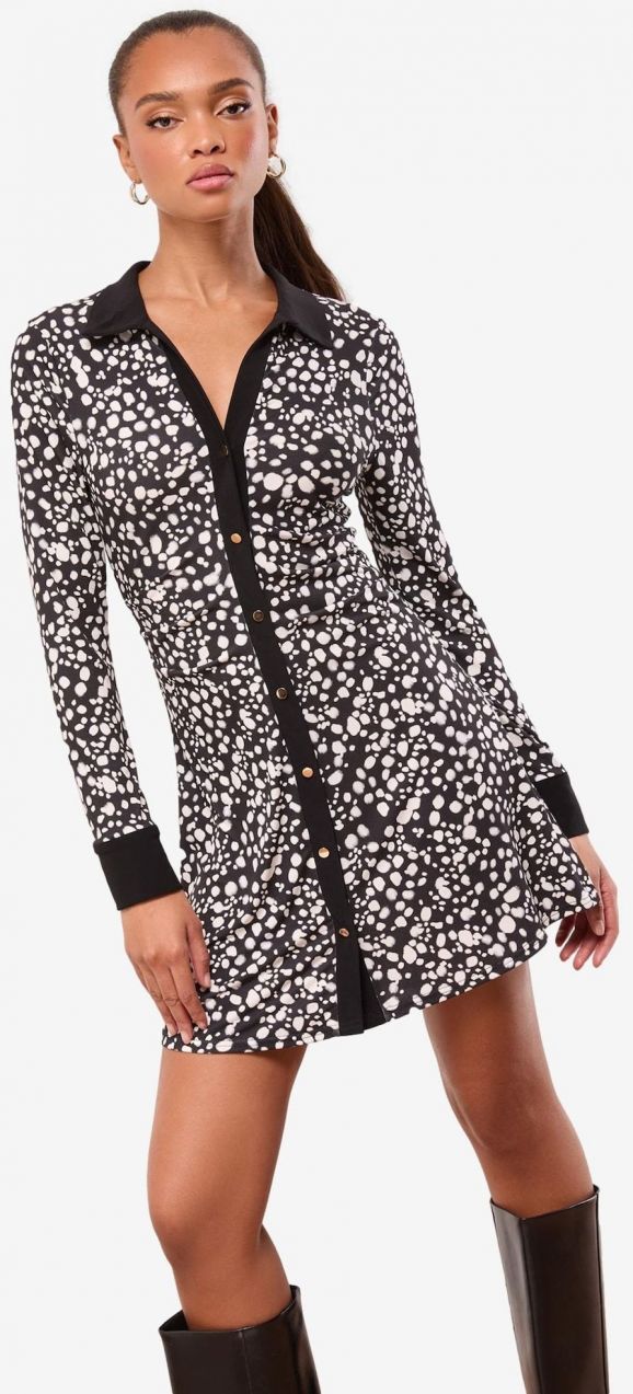 Lipsy Košeľové šaty  čierna / biela