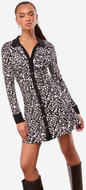 Lipsy Košeľové šaty  čierna / biela