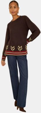 love & roses Sveter 'Love & Roses Animal Heart'  béžová / čokoládová / červená