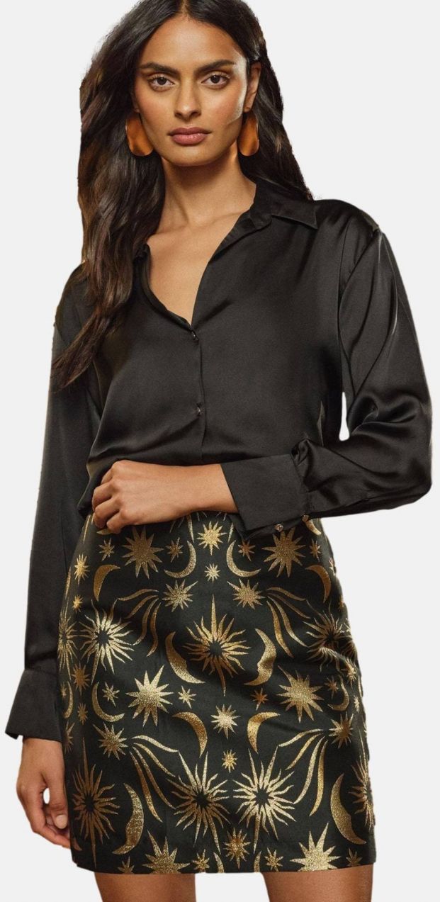 love & roses Sukňa  zlatá / čierna