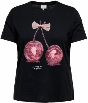 ONLY Carmakoma Tričko 'CARKITA'  farba lesného ovocia / staroružová / čierna