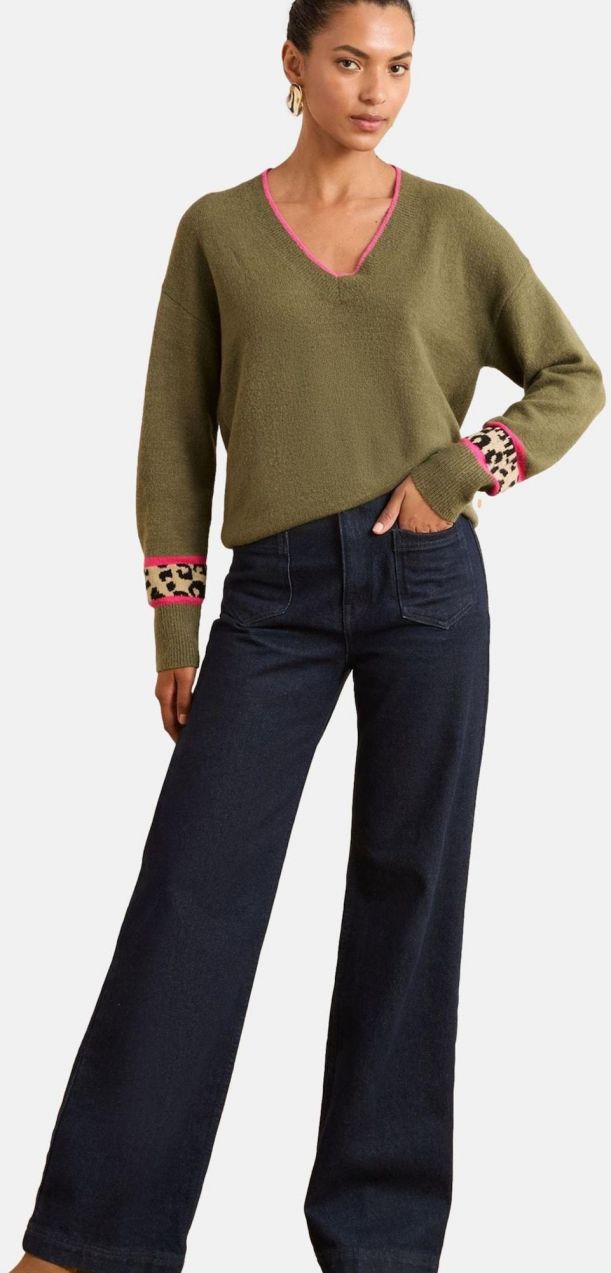 love & roses Sveter  béžová / olivová / ružová