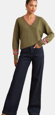 love & roses Sveter  béžová / olivová / ružová