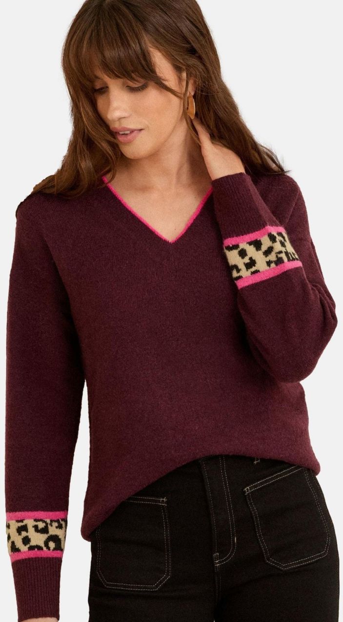 love & roses Sveter  béžová / hnedá / slivková / ružová