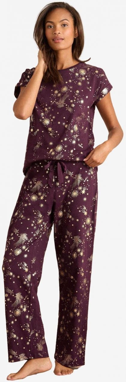 love & roses Pyžamo  zlatá / vínovo červená