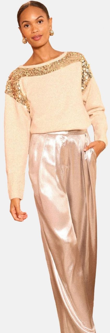 love & roses Sveter  béžová melírovaná / zlatá