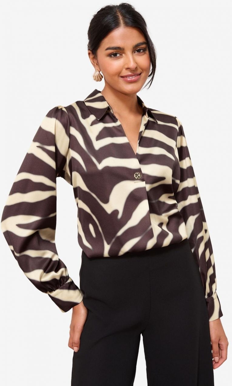 Friends Like These Blúzka  tmavohnedá / biela ako vlna