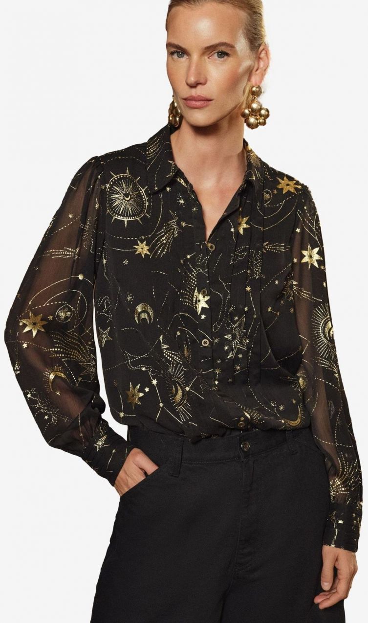 love & roses Blúzka  zlatá / čierna