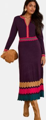 love & roses Pletené šaty  béžová / tmavozelená / fialová / malinová