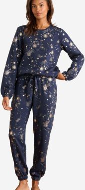 love & roses Pyžamové nohavice  žltohnedá / námornícka modrá