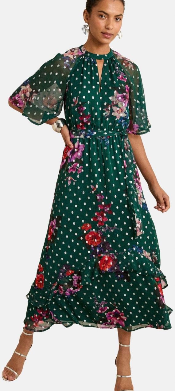 love & roses Šaty  tmavozelená / fialová / ružová / strieborná