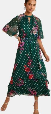 love & roses Šaty  tmavozelená / fialová / ružová / strieborná