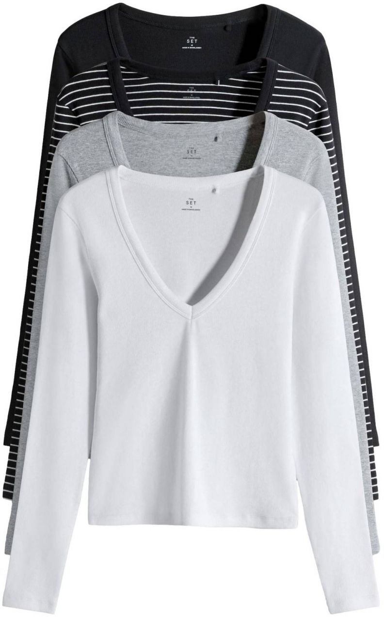 The Set Tričko  sivá melírovaná / čierna / biela