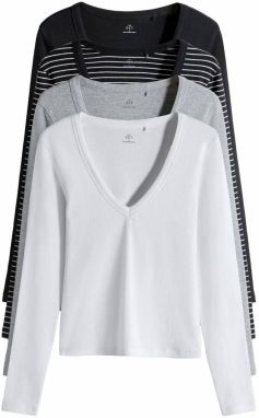 The Set Tričko  sivá melírovaná / čierna / biela