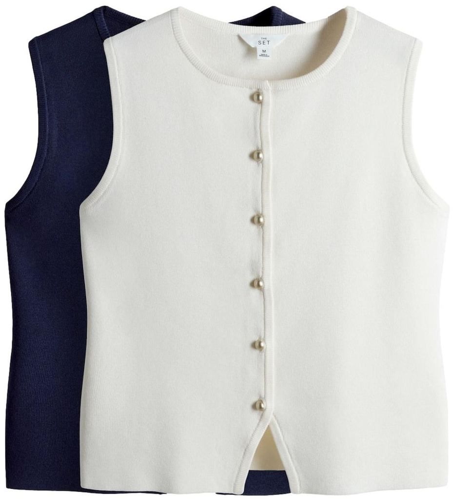 The Set Pletená vesta  námornícka modrá / biela