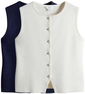 The Set Pletená vesta  námornícka modrá / biela