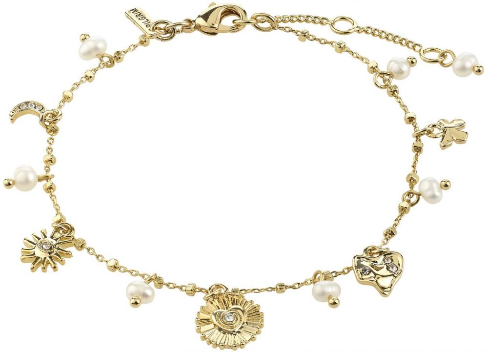 Pilgrim Náramok 'Mylan'  zlatá / priehľadná / perlovo biela