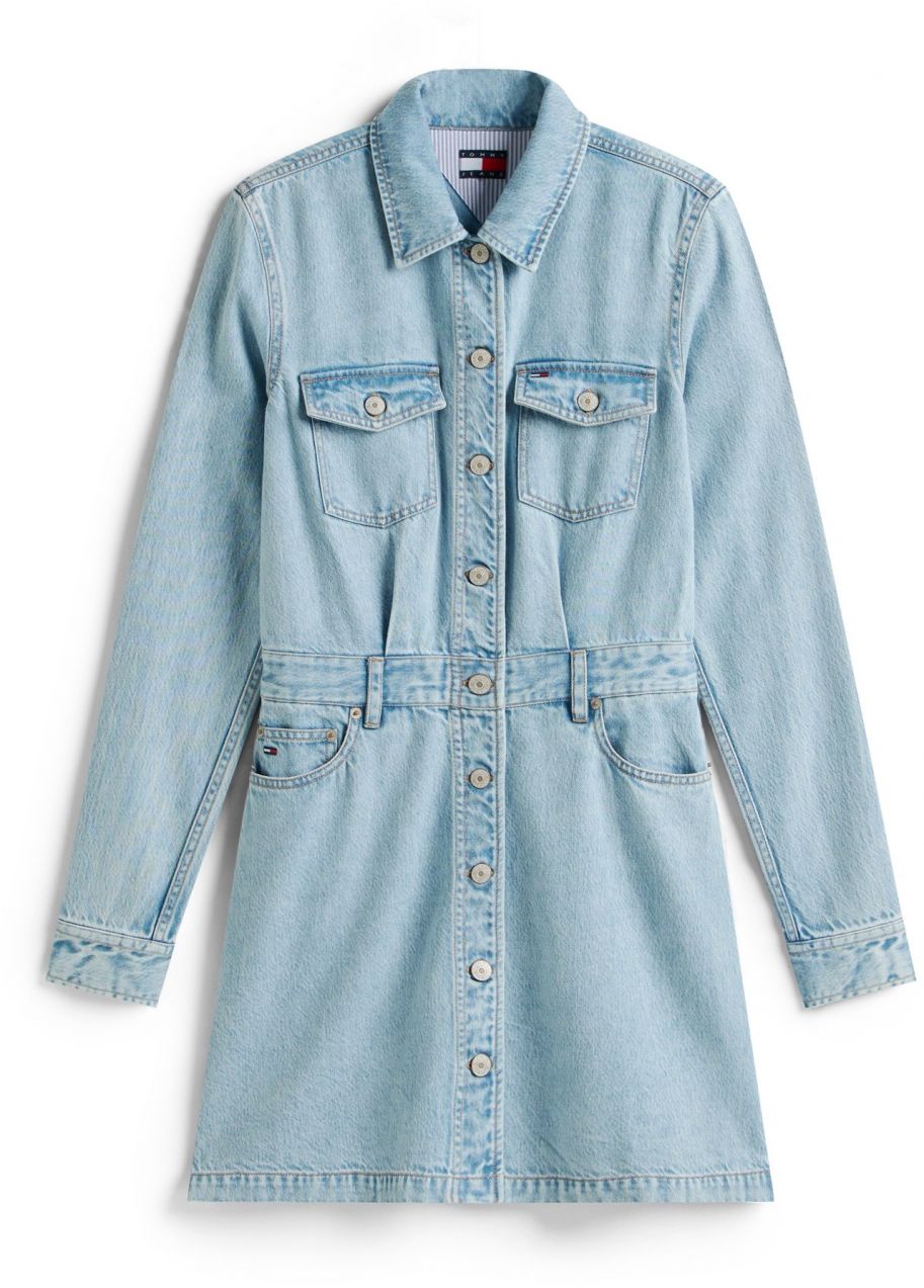Tommy Jeans Košeľové šaty  modrá denim