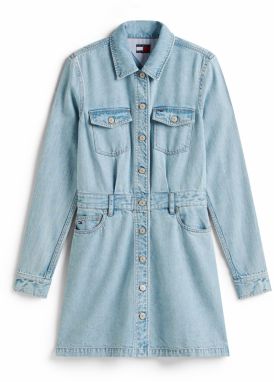 Tommy Jeans Košeľové šaty  modrá denim