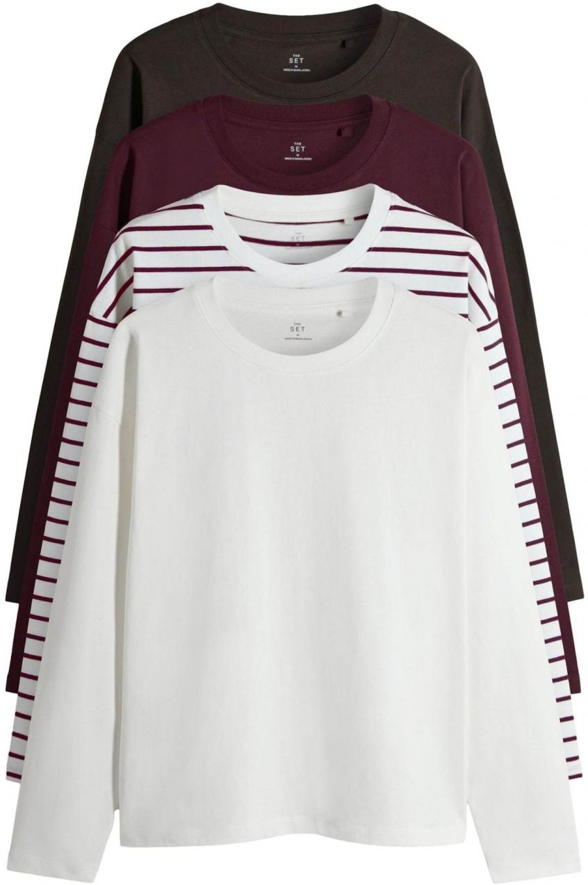 The Set Tričko  čokoládová / bordová / biela
