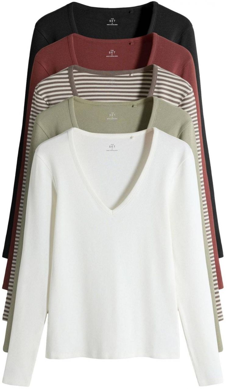 The Set Tričko  čokoládová / kiwi / merlotová / čierna / biela