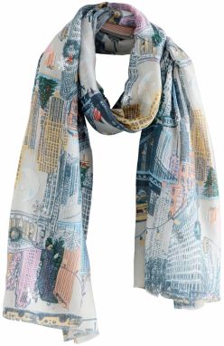 Next Šál  svetlohnedá / petrolejová / biela