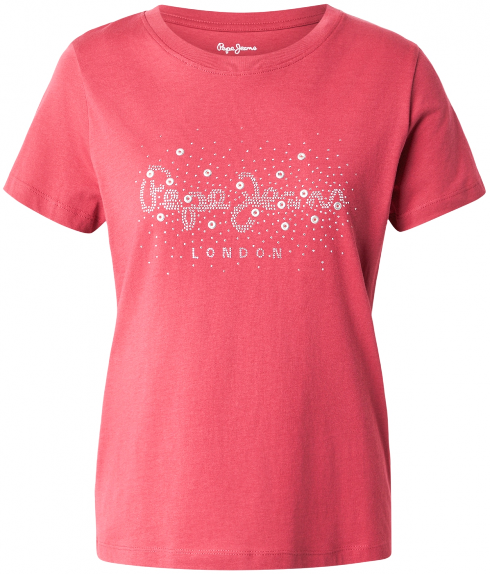 Pepe Jeans Tričko 'Brady'  malinová / šedobiela