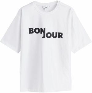 Next Oversize tričko 'Bonjour'  čierna / biela