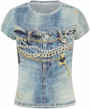 GUESS Tričko  námornícka modrá / modrá denim / zlatá žltá / čierna