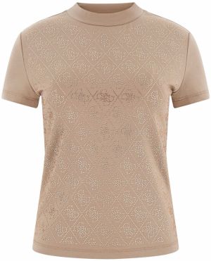 GUESS Tričko  svetlohnedá / zlatá