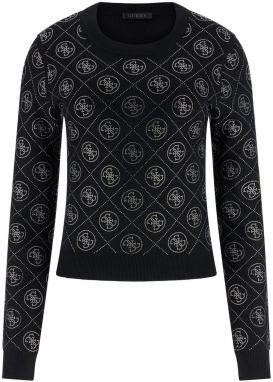 GUESS Sveter  čierna / strieborná