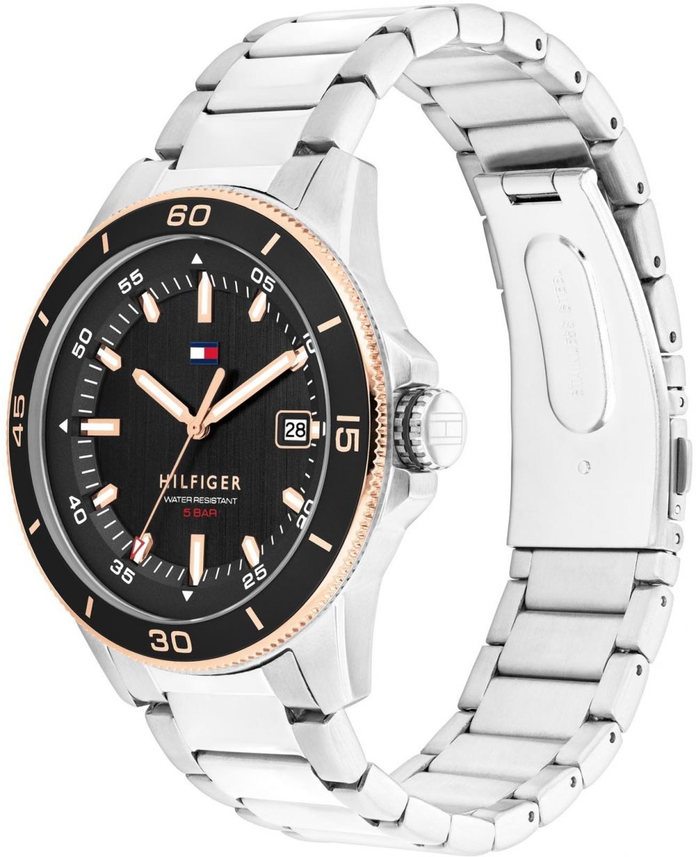 TOMMY HILFIGER Analógové hodinky 'REMY'  zlatá / čierna / strieborná