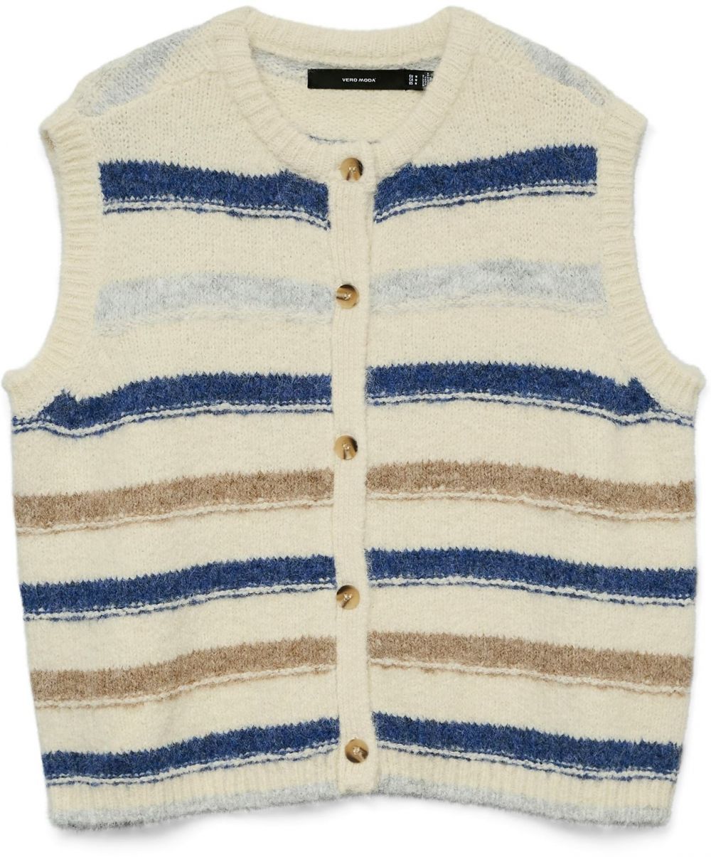 VERO MODA Pletená vesta 'VMKIRA'  nebielená / svetlomodrá / tmavomodrá / hnedá