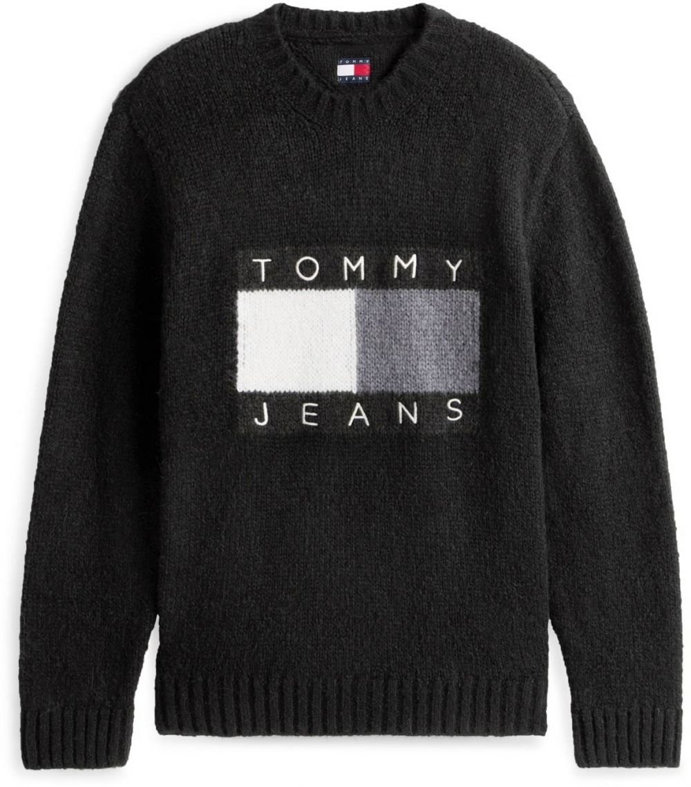 Tommy Jeans Sveter  tmavosivá / čierna / biela
