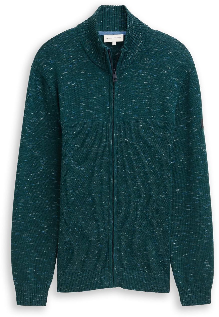 TOM TAILOR Kardigán  nebesky modrá / smaragdová / biela