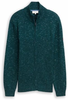 TOM TAILOR Kardigán  nebesky modrá / smaragdová / biela