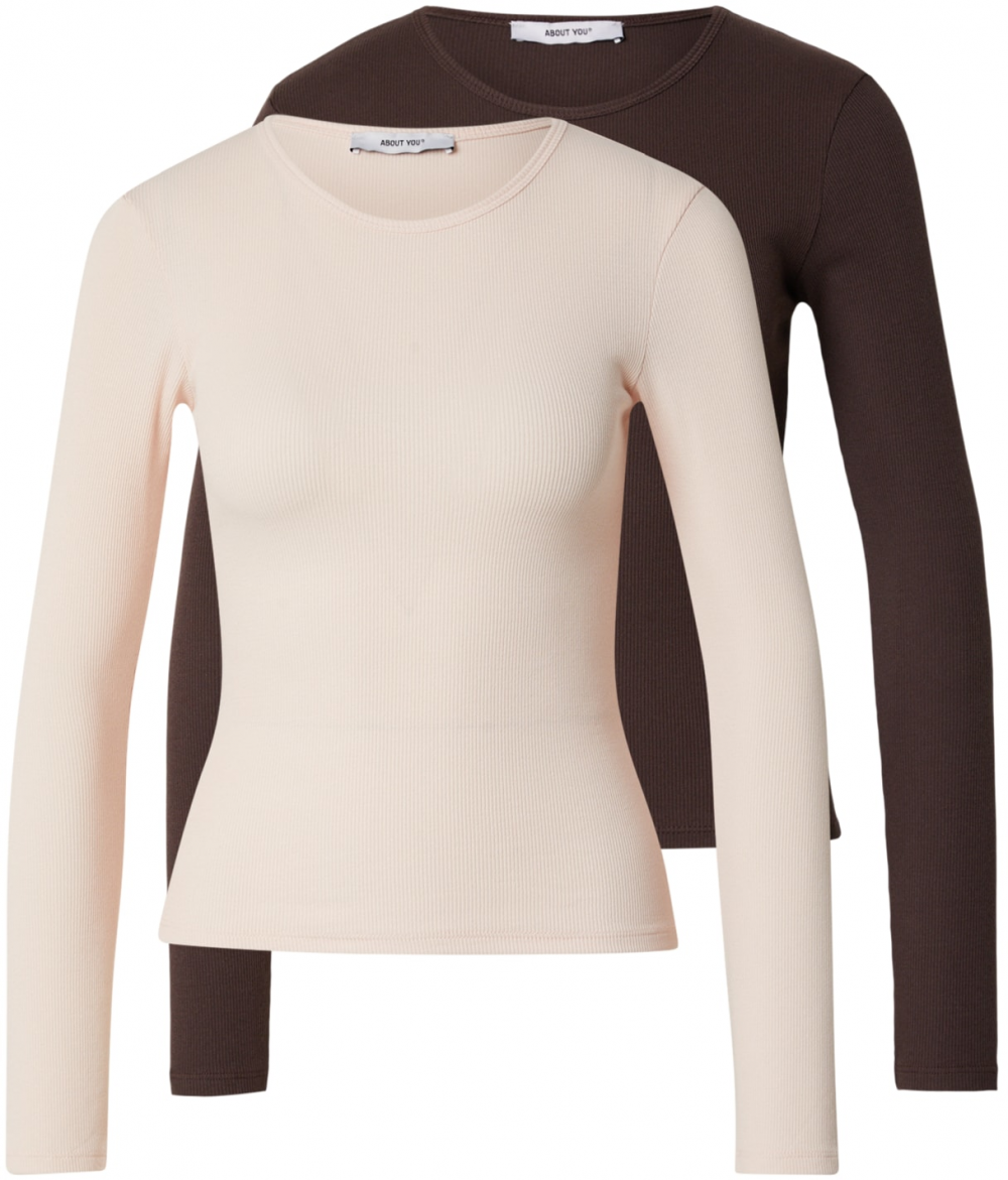 ABOUT YOU Tričko 'Insa'  tmavohnedá / ružová
