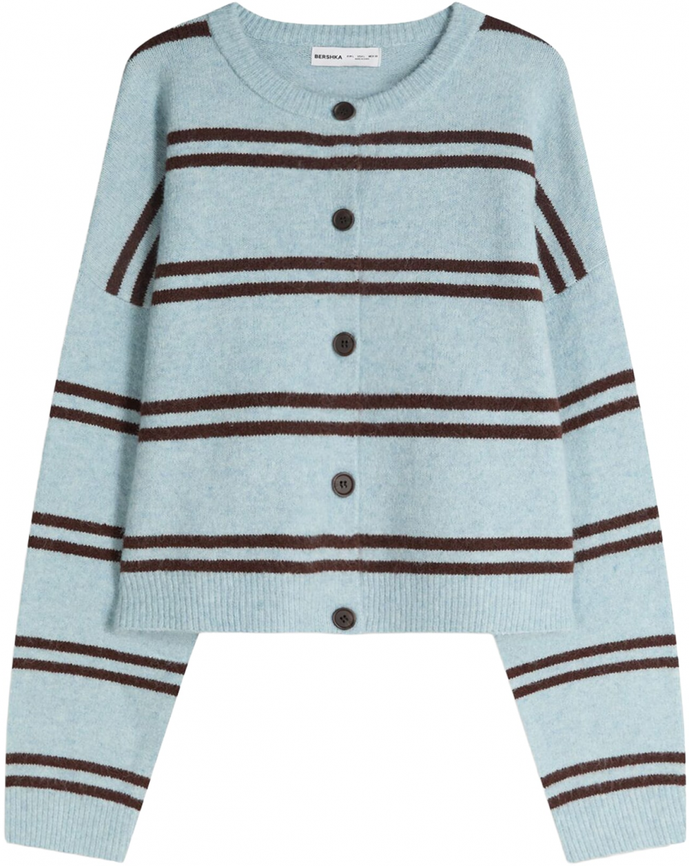 Bershka Kardigán  tmavohnedá / mätová