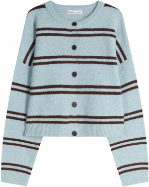 Bershka Kardigán  tmavohnedá / mätová