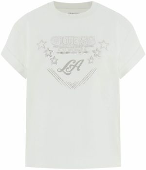 GUESS Tričko 'LA STARS'  sivobéžová / biela