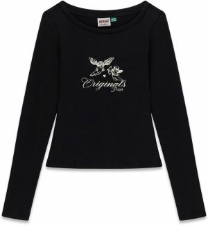 GUESS Originals Tričko  čierna / biela