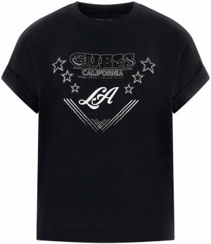 GUESS Tričko 'LA STARS'  čierna / strieborná / biela
