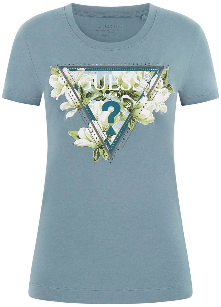 GUESS Tričko 'CAMELIA'  dymovo modrá / zelená / petrolejová / biela