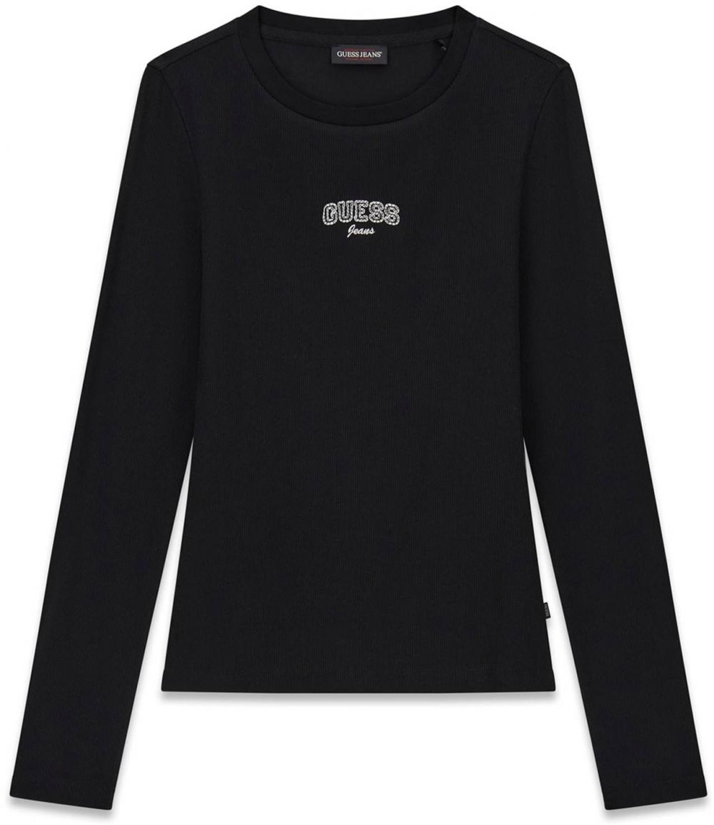 GUESS JEANS Tričko  čierna / biela