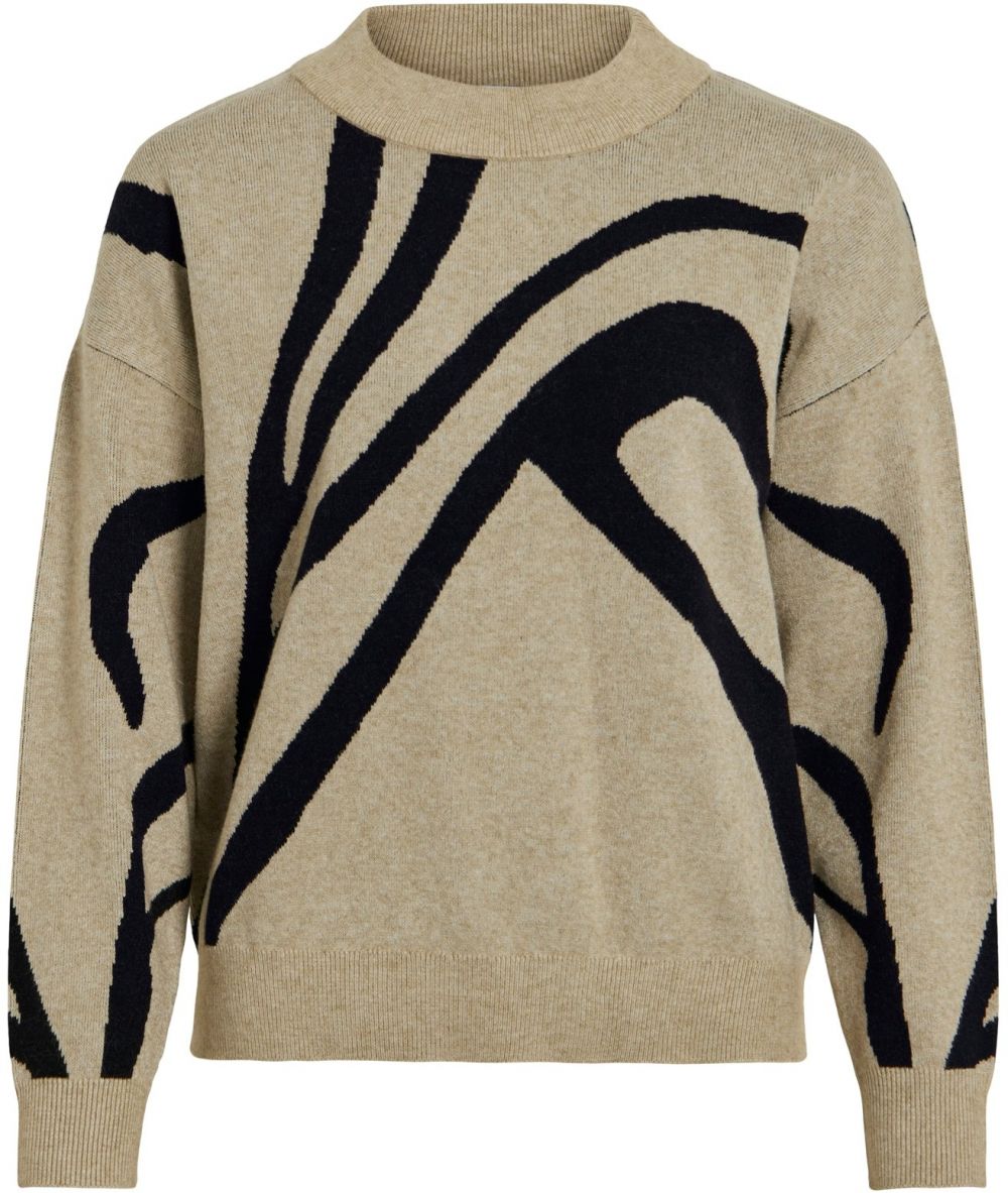 VILA Sveter 'VITif'  béžová melírovaná / čierna