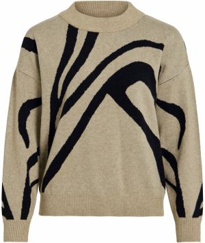 VILA Sveter 'VITif'  béžová melírovaná / čierna