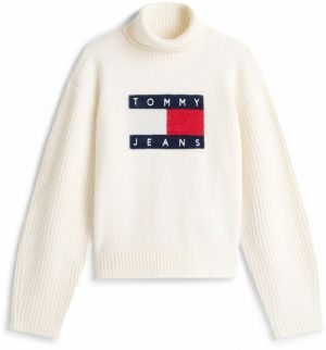 Tommy Jeans Sveter  námornícka modrá / červená / biela / biela ako vlna